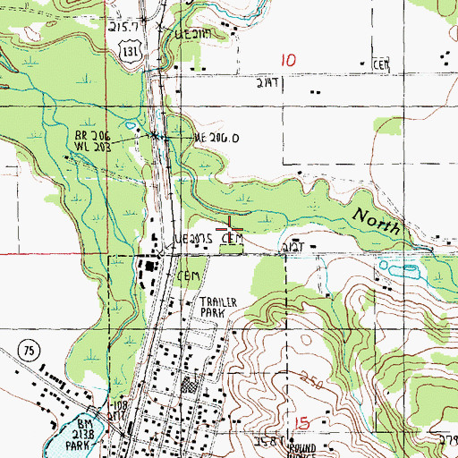 Topographic Map of Saint Augustine Cemetery, MI