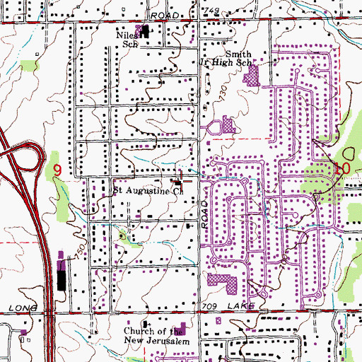 Topographic Map of Saint Augustine Church, MI