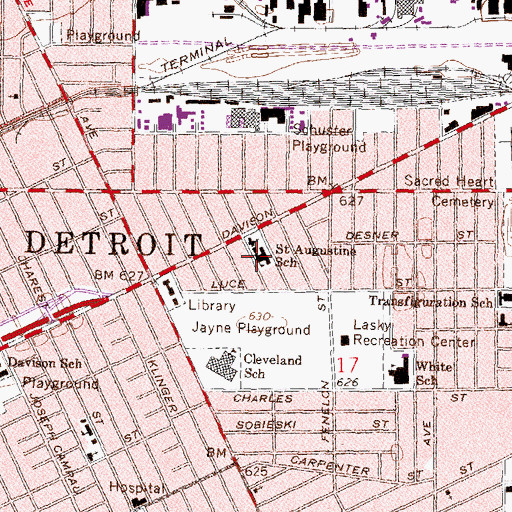 Topographic Map of Saint Augustine School, MI