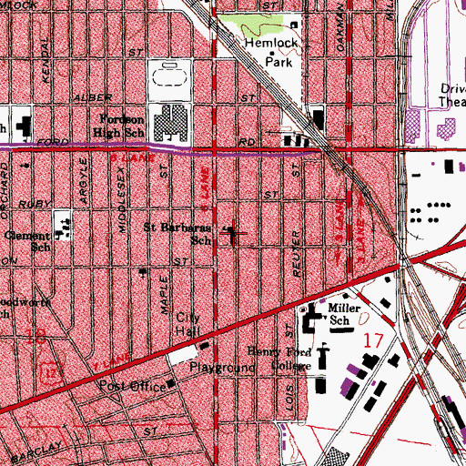 Topographic Map of Saint Barbaras School, MI