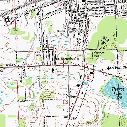 Topographic Map of Saint Barnabas Church, MI