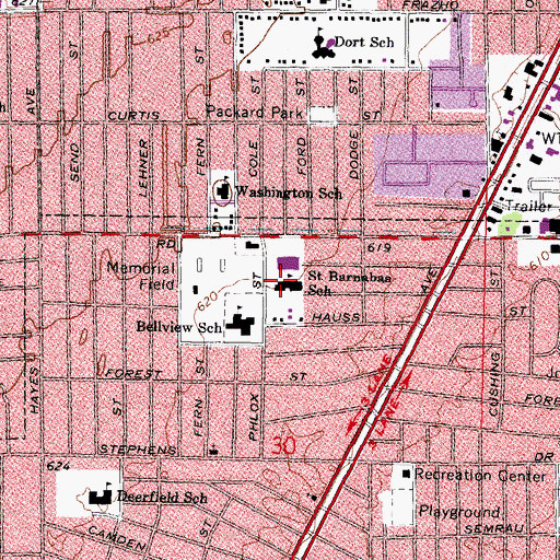 Topographic Map of Saint Barnabas School, MI