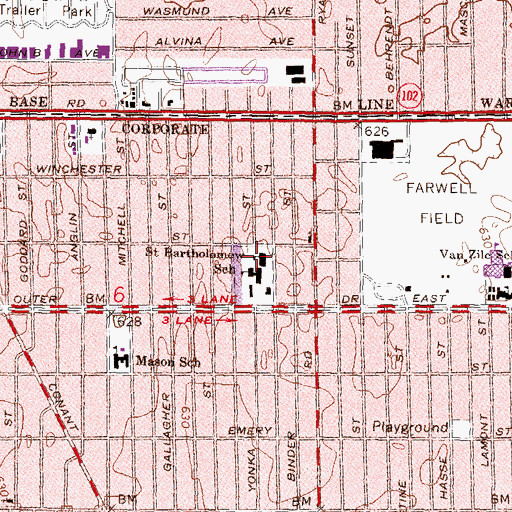 Topographic Map of Saint Bartholomew School, MI