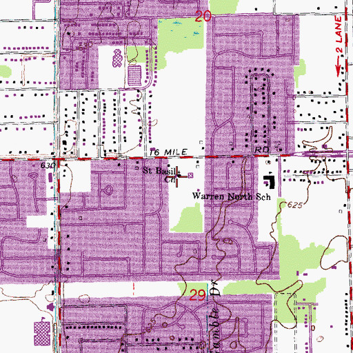 Topographic Map of Saint Basil Church, MI