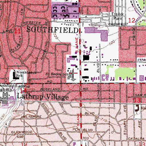 Topographic Map of Saint Bedes School, MI