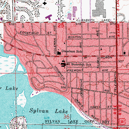 Topographic Map of Saint Benedict School, MI