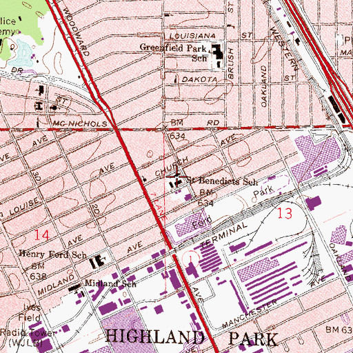 Topographic Map of Saint Benedicts School, MI