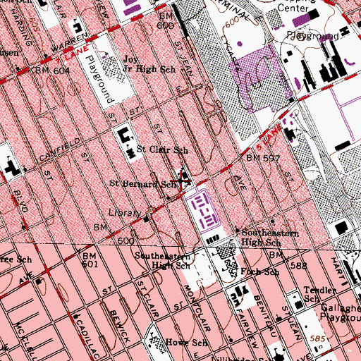 Topographic Map of Saint Bernard School, MI