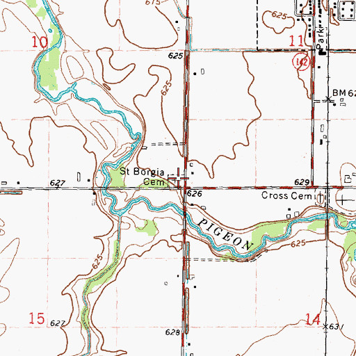 Topographic Map of Saint Borgia Cemetery, MI