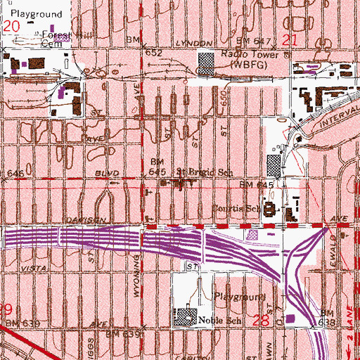 Topographic Map of Saint Brigid School, MI