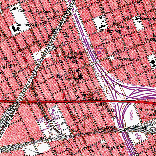 Topographic Map of Saint Casimir School, MI