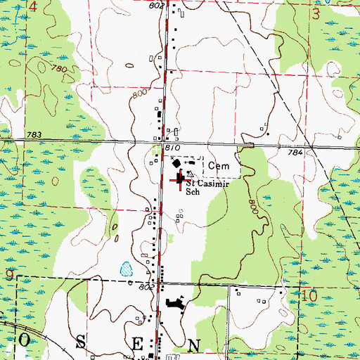Topographic Map of Saint Casimir School, MI