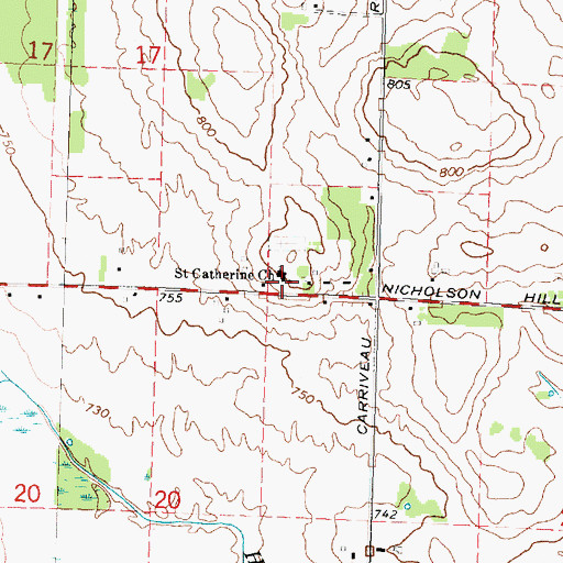 Topographic Map of Saint Catherine Church, MI