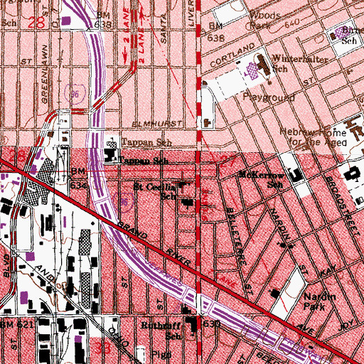Topographic Map of Saint Cecilia School, MI