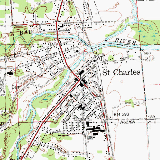Topographic Map of Saint Charles, MI