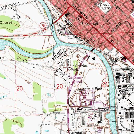 Topographic Map of Saint Charles Park, MI