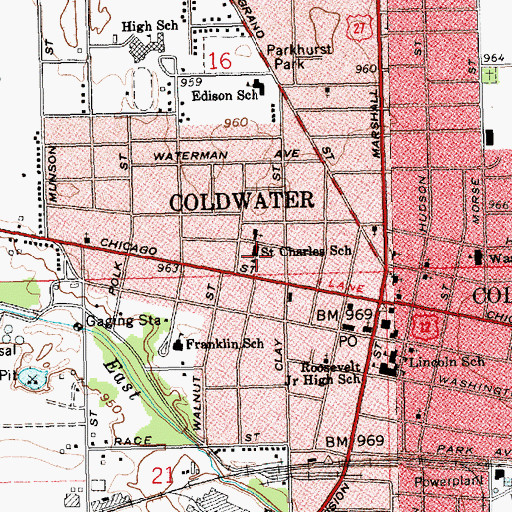 Topographic Map of Saint Charles School, MI