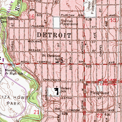 Topographic Map of Saint Christine School, MI