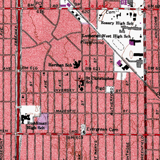 Topographic Map of Saint Christopher School, MI