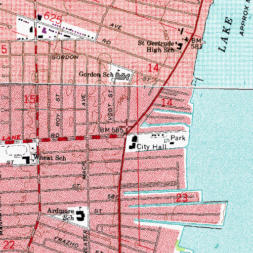 Topographic Map of Saint Clair Shores, MI