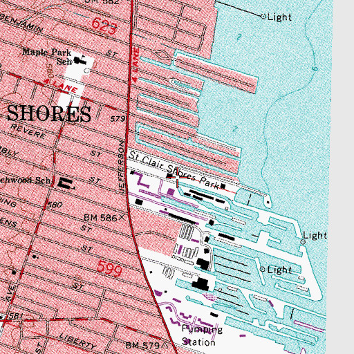 Topographic Map of Saint Clair Shores Park, MI
