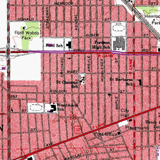 Topographic Map of Saint Clement School, MI