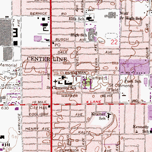 Topographic Map of Saint Clements Cemetery, MI