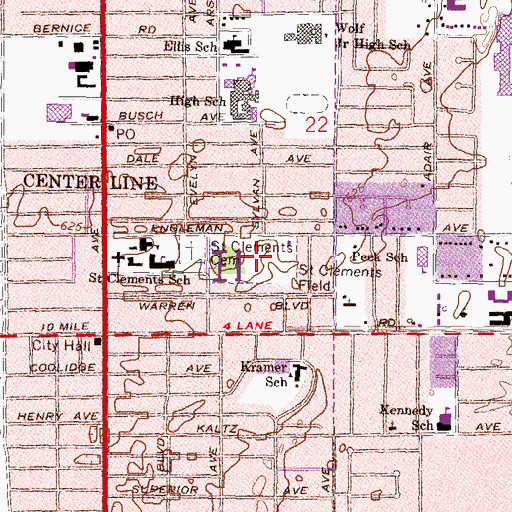 Topographic Map of Saint Clements Field, MI