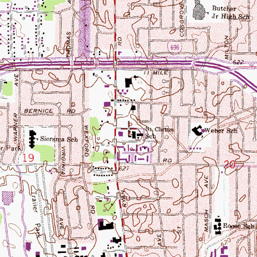 Topographic Map of Saint Cletus School, MI