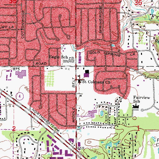Topographic Map of Saint Colmans Church, MI