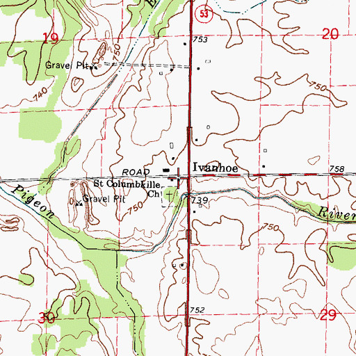 Topographic Map of Saint Columbkille Church, MI