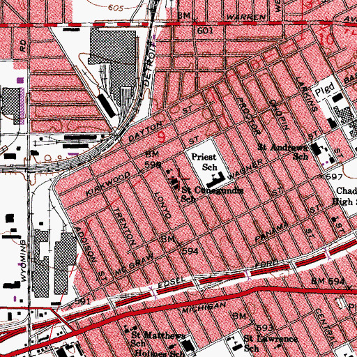Topographic Map of Saint Cunegundis School, MI
