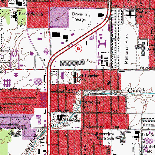 Topographic Map of Saint Cyprian School, MI