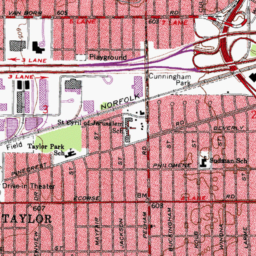 Topographic Map of Saint Cyril of Jerusalem School, MI