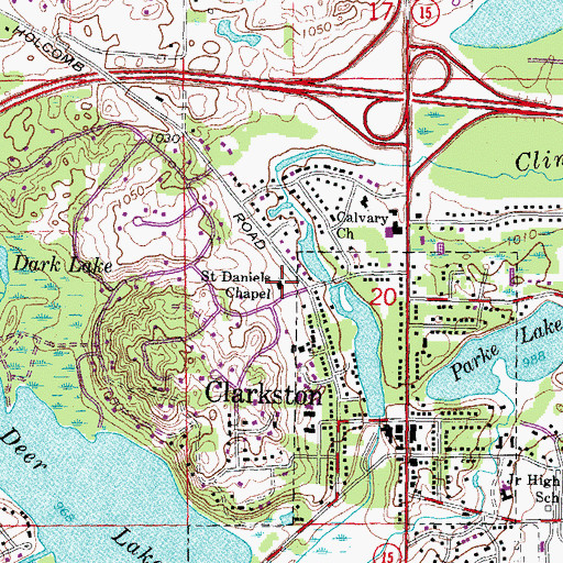 Topographic Map of Saint Daniels Chapel, MI