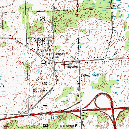 Topographic Map of Saint Demetrius Church, MI