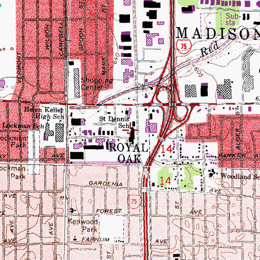 Topographic Map of Saint Dennis School, MI