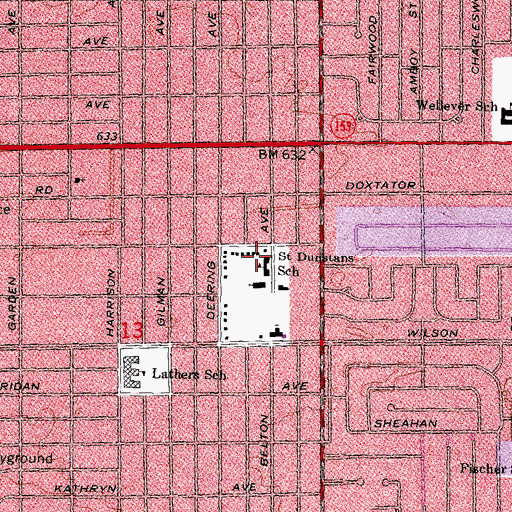 Topographic Map of Saint Dunstans School, MI