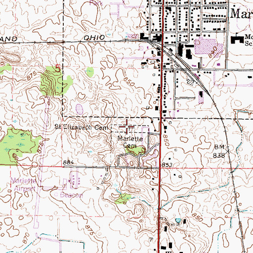 Topographic Map of Saint Elizabeth Cemetery, MI