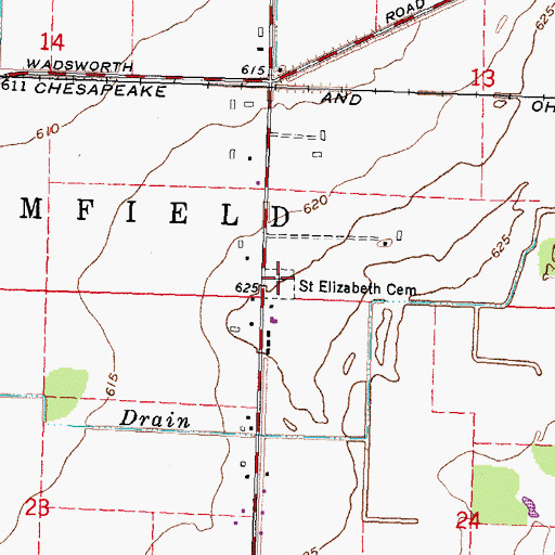 Topographic Map of Saint Elizabeth Cemetery, MI