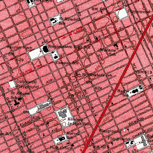 Topographic Map of Saint Elizabeth School, MI