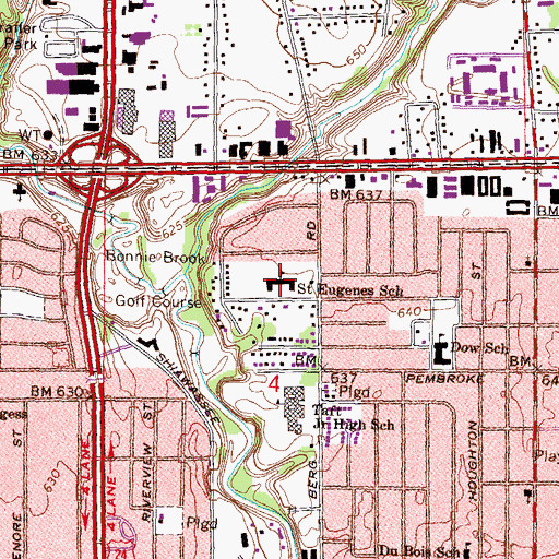Topographic Map of Saint Eugenes School, MI