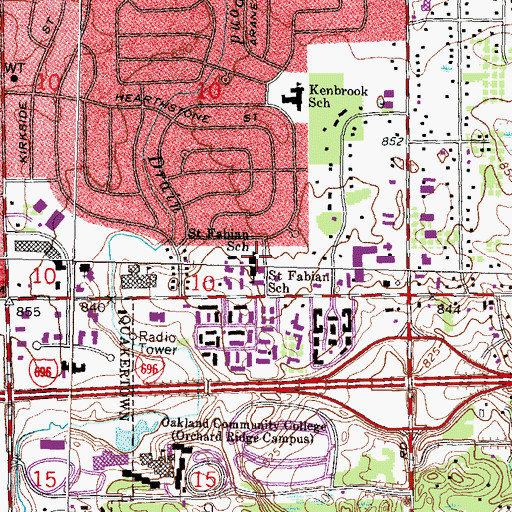 Topographic Map of Saint Fabian School, MI