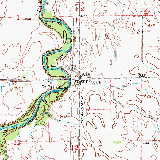 Topographic Map of Saint Felix Church, MI