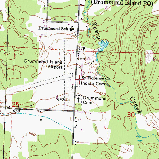 Topographic Map of Saint Florence Church, MI