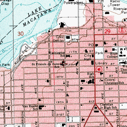 Topographic Map of Saint Francis de Sales School, MI