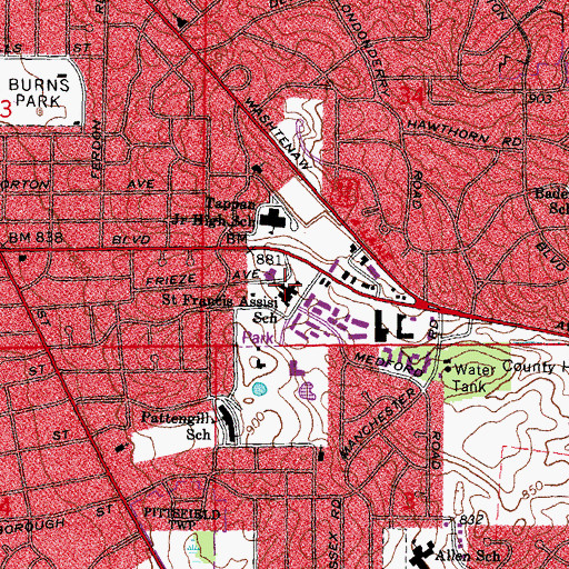 Topographic Map of Saint Francis of Assisi Catholic School, MI