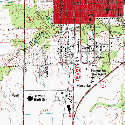 Topographic Map of Township of La Grue, AR