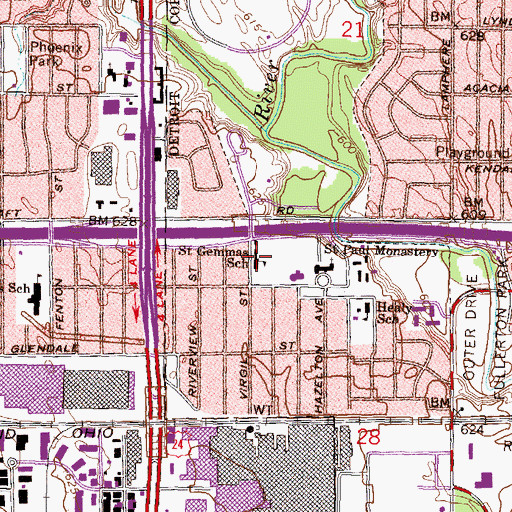 Topographic Map of Saint Gemmas School, MI