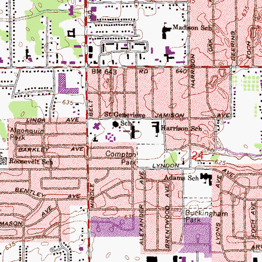 Topographic Map of Saint Genevieve School, MI